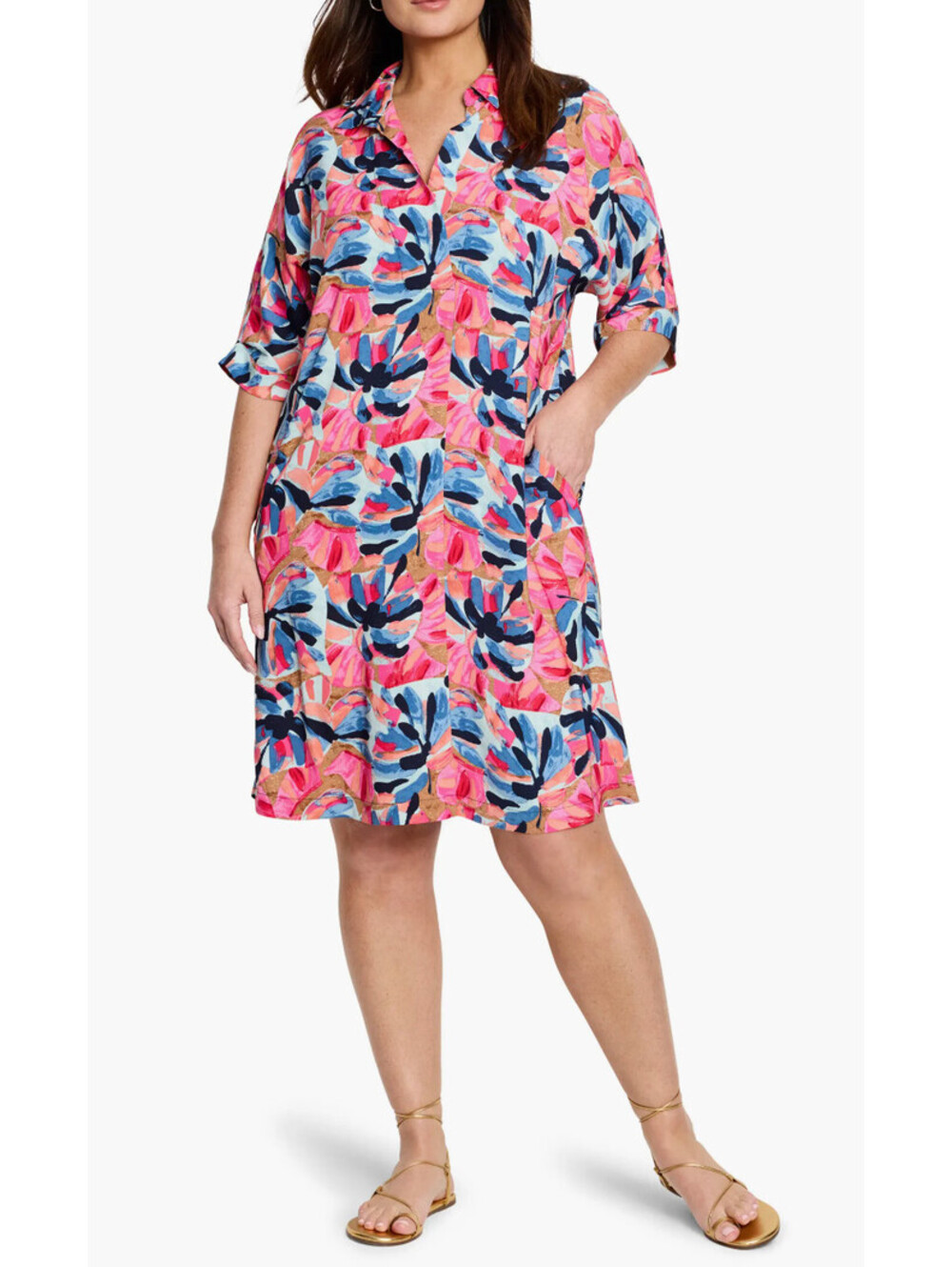NIC + ZOE multicolor Firework Foliage Devo shift dress size 3X NWT